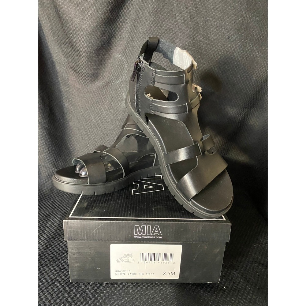 MIA Kayde Black Gladiator Strappy Platform Sandals Size 8.5 MH0724J NEW